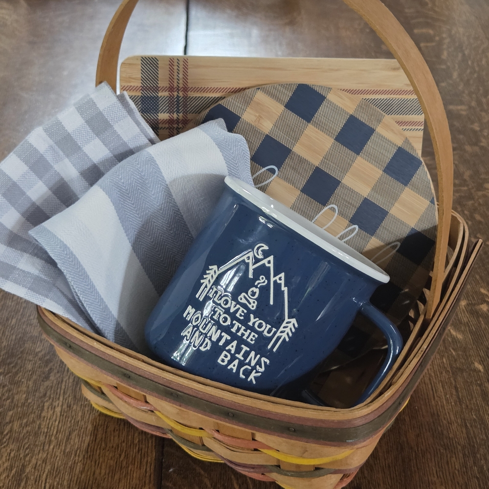 🌲I Love You to the Mountains and Back Mug in Vintage Longaberger Basket Bundle